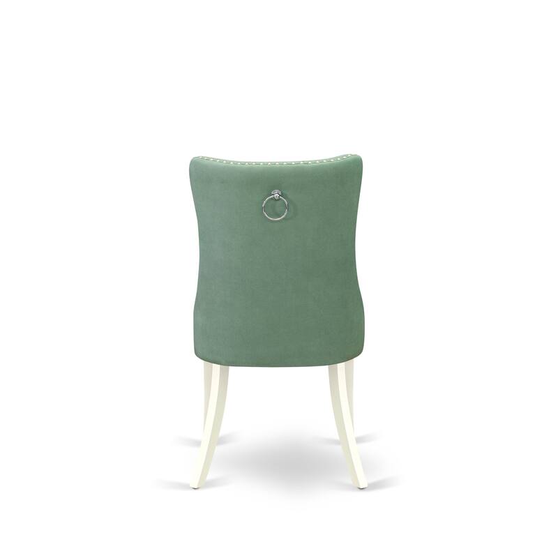 East West Furniture Kitchen Table Set Contains a Round Dining Table and Upholstered Chairs, Linen White (Pieces Options)