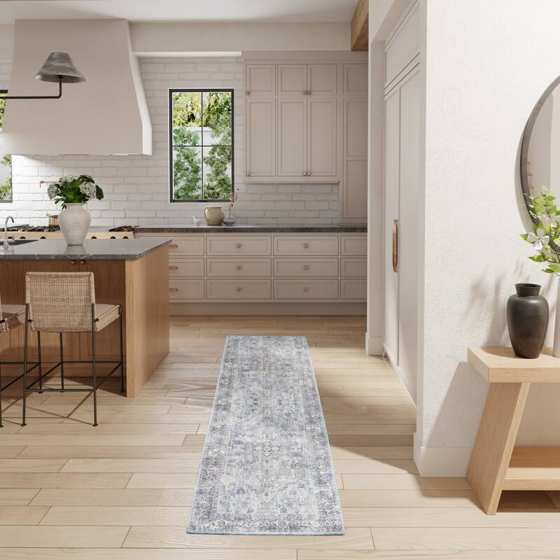 Racec Power Loomed Distressed Floral Area Rug By HomeRoots - 8' Runner
