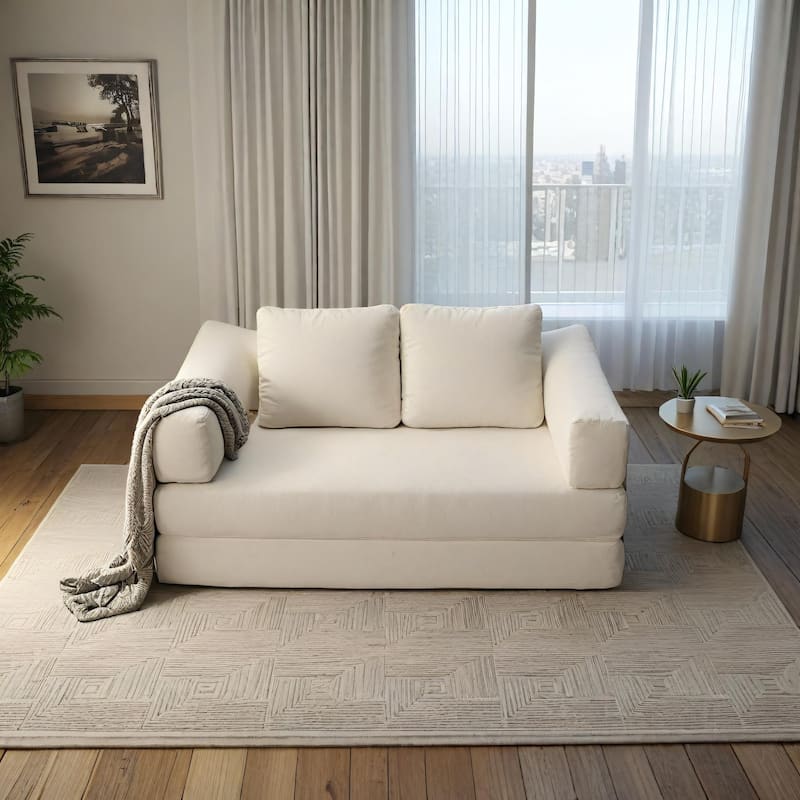 70.87" Upholstered Convertible Sleeper Sofa, Convertible Chair Floor Couch Comfy Sofa for Living Room, Bedroom, Chenille Fabric
