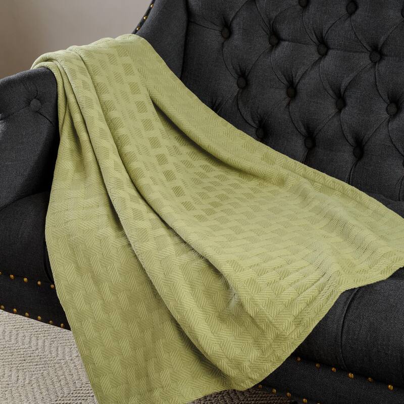 Superior Basketweave All-Season Bedding Cotton Blanket - California King - Sage