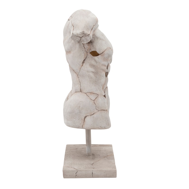 Sagebrook Home Modern Neutral Unique Cracked Man Torso Decorative Sculpture - 15" x 9" x 25"