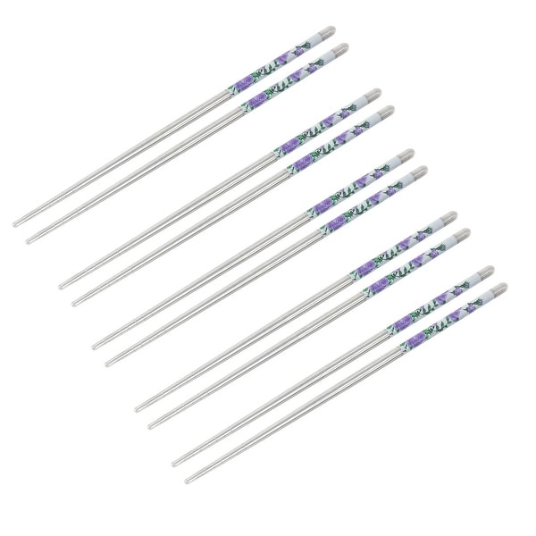 Stainless Steel Flower Pattern Chopsticks 5 Pairs - 0.2" x 8.9"(Max.D*H). Opens flyout.