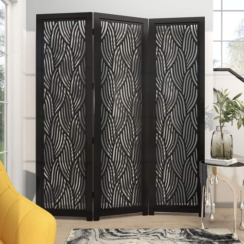 Wooden 3 Panel Room Divider Screen - Black or White - Roche River Decor