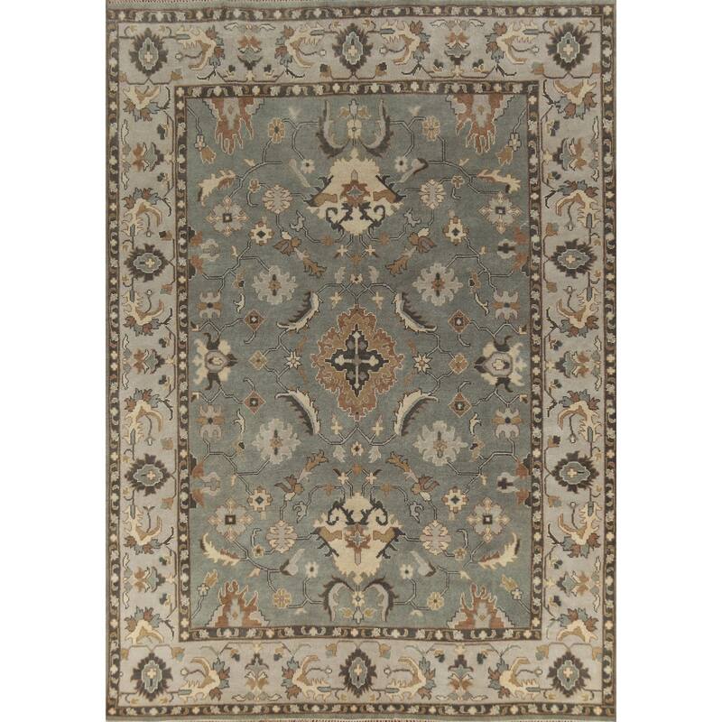 Floral Oushak Indian Area Rug Handmade Wool Carpet - 9'1" x 11'9"