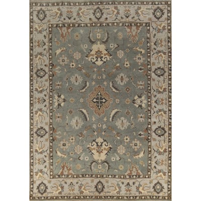 Floral Oushak Indian Area Rug Handmade Wool Carpet - 9'1" x 11'9"