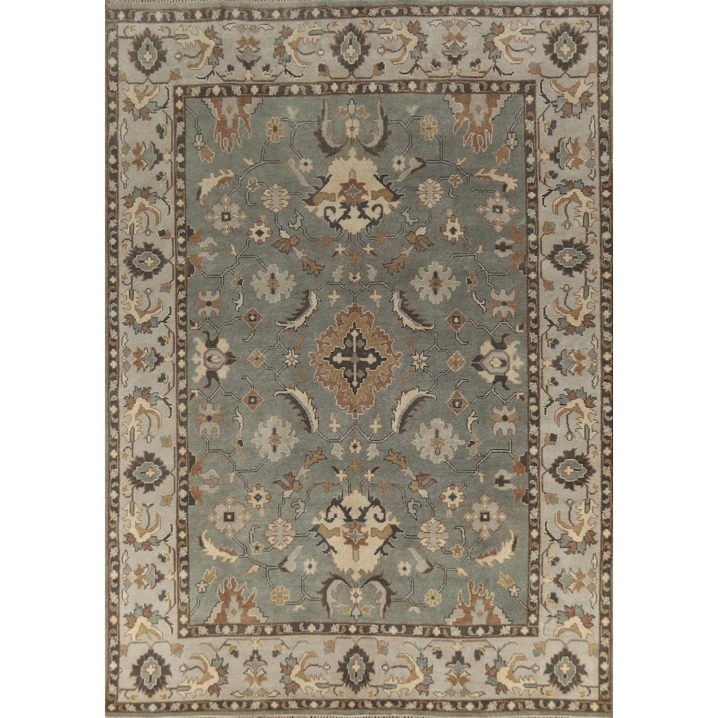 Floral Oushak Indian Area Rug Handmade Wool Carpet - 9'1" x 11'9"