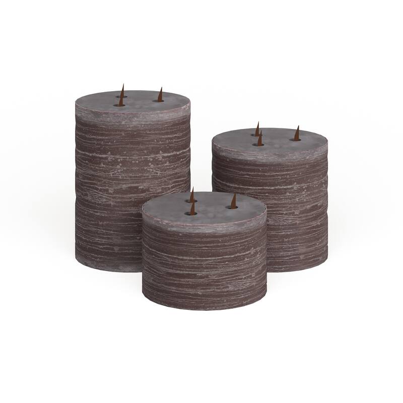 Modern Wax and Led Black Flicker Candles (Set of 3) - S/3 4", 6", 8"H - S/3 4", 6", 8"H