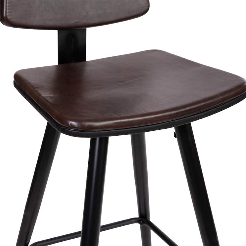 Set of 2 LeatherSoft Barstools with Iron Frame and Gold Tipped Legs