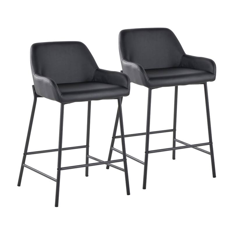 Carbon Loft Galotti Black Fixed-Height Upholstered Bar Stool - Set of 2