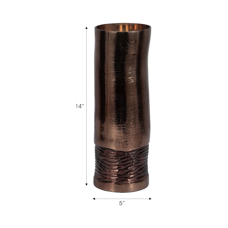 Sagebrook Home Modern Glass Bronze Cylinder Textured Enamel Vase