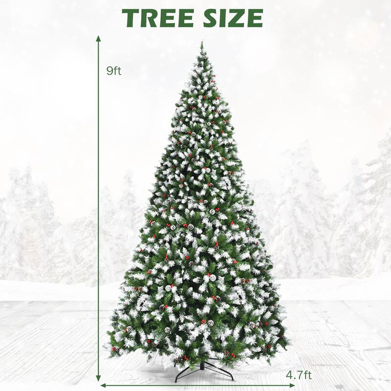 Gymax 6/7.5/9 FT Pre-lit Snow Sprayed Christmas Tree Artificial Xmas - See details