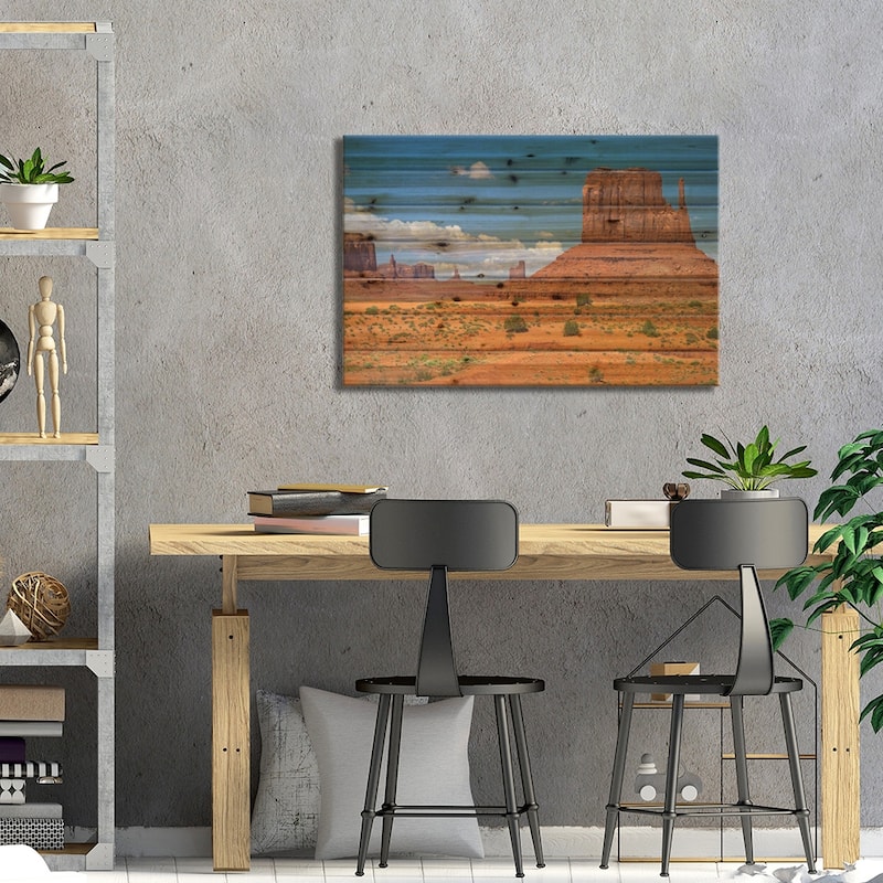 West Mitten Butte, Monument Valley, Navaj0 Nation, Arizona, USA Print On Wood by Petr Bednarik - Multi-Color