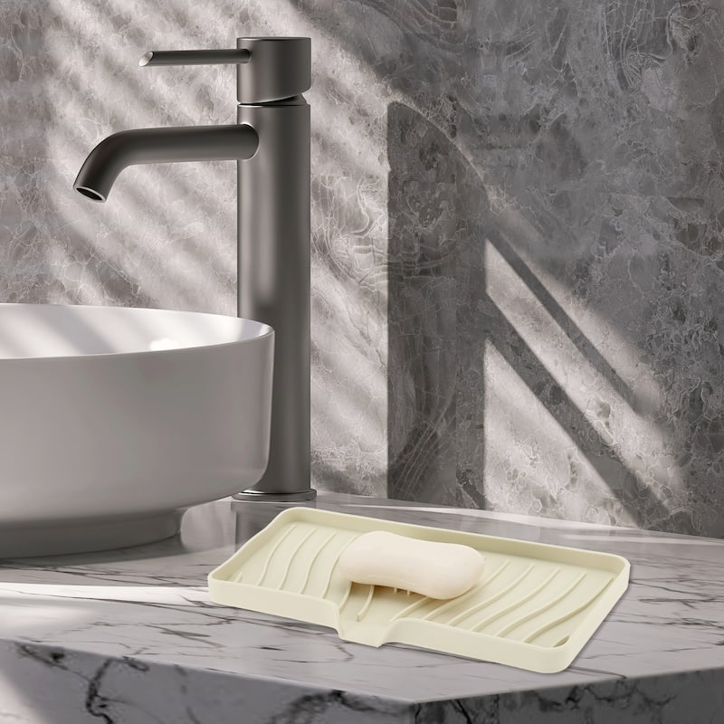 Waterproof Soap Holder with Draining for Bathroom 1 Pc - Beige - 10.04"x5.51"x0.79"