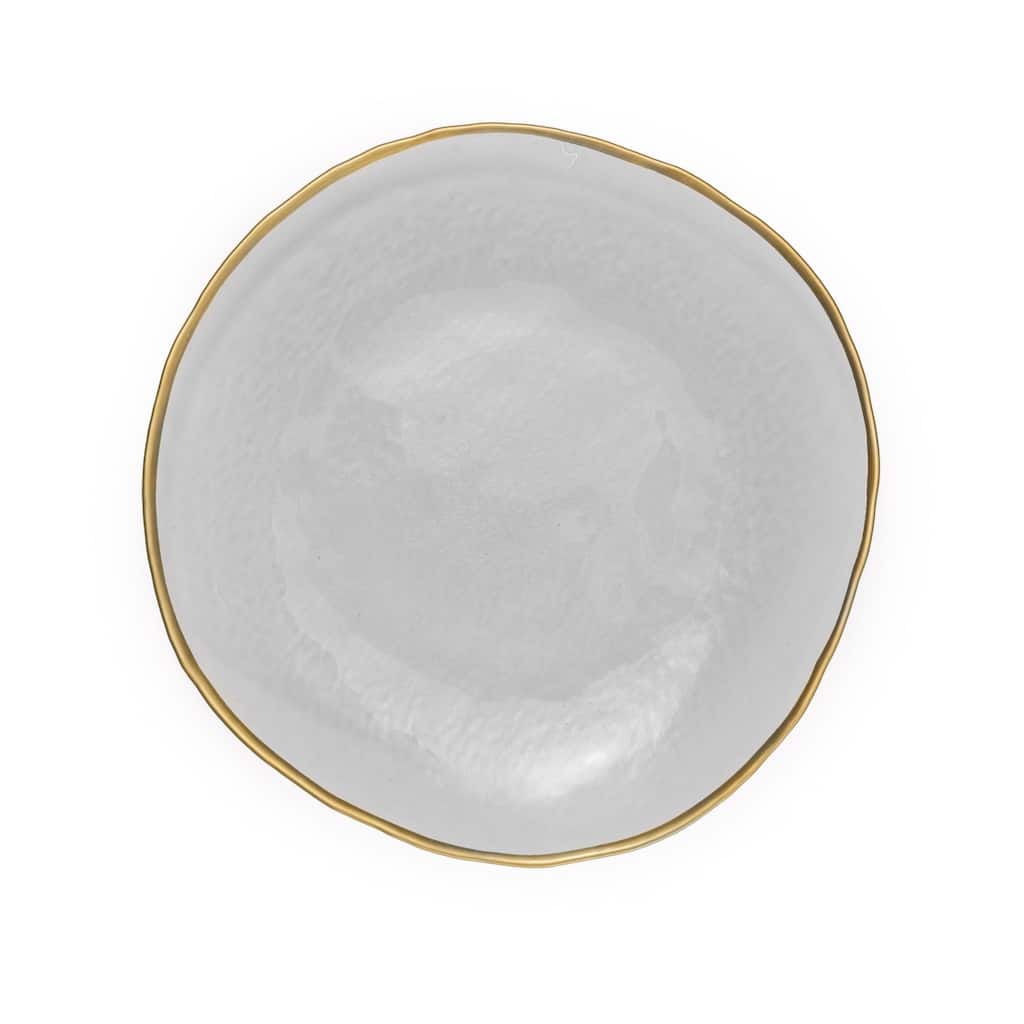 Set of 4 Dinner Plates with Gold Rim 11"D