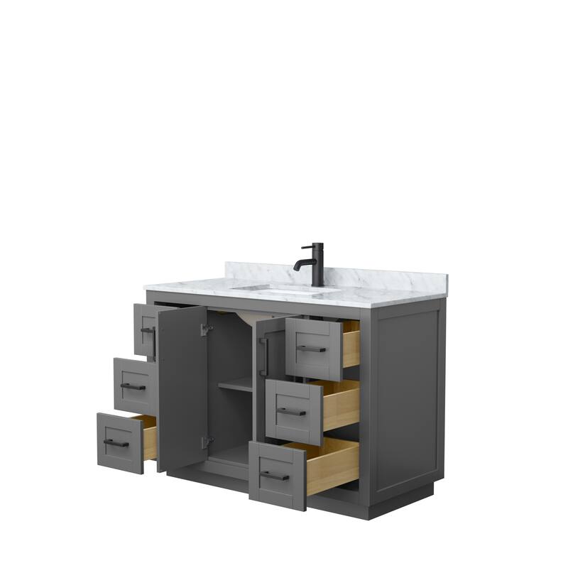 Miranda Single Vanity Set, White Carrara Marble Top, No Mirror