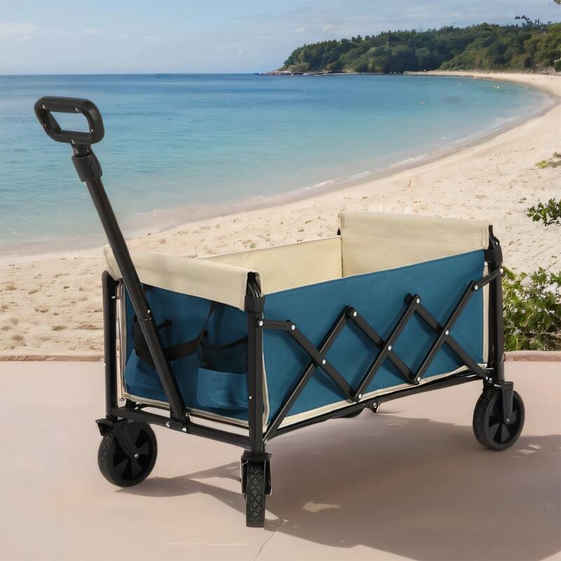 Lightweight Heavy Duty Folding Beach Wagon with Wheels, Large Capacity