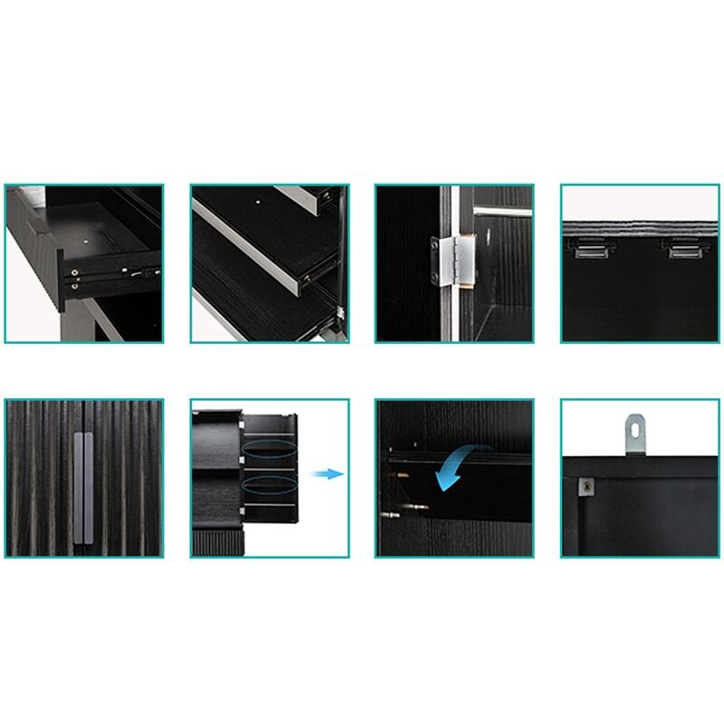 72"H bathroom storage Cabinet with 3 Keyboard Drawers, 6 Door Shelves Adjustable, a slide-out drawer