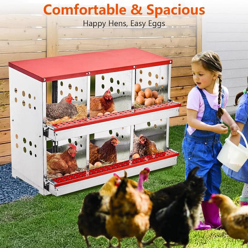 6-Hole Wall-Mounted Metal Chicken Nests Boxes Laying Eggs