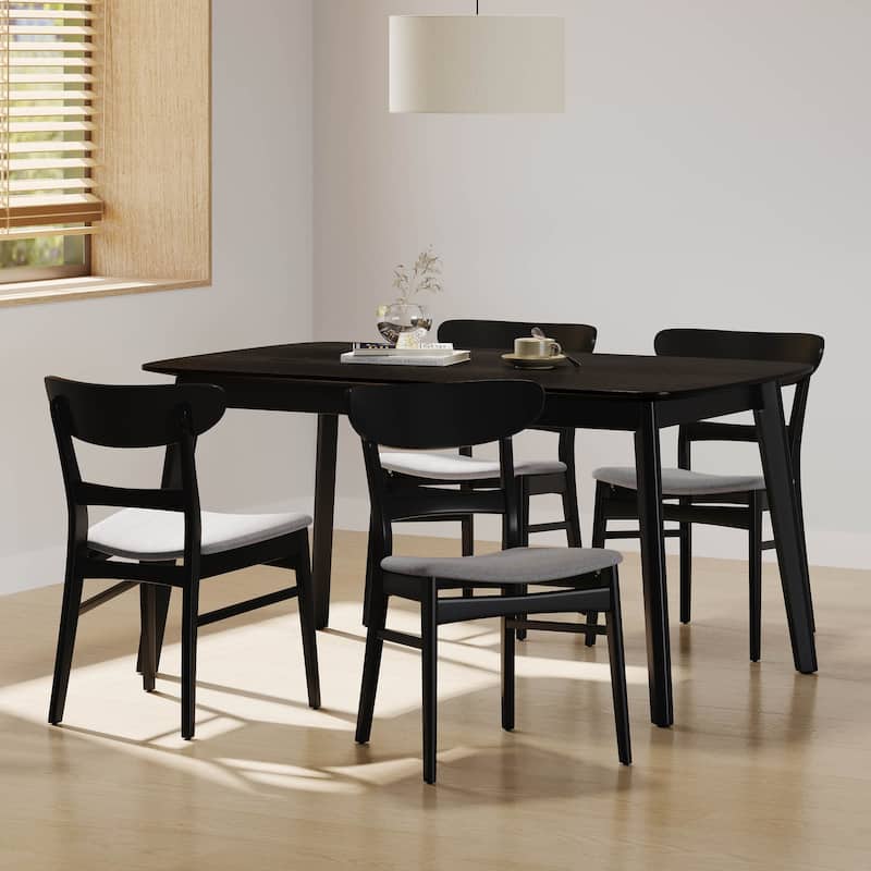 Bryner Upholstered 5 Piece Dining Set by Christopher Knight Home - Black + Dark Gray