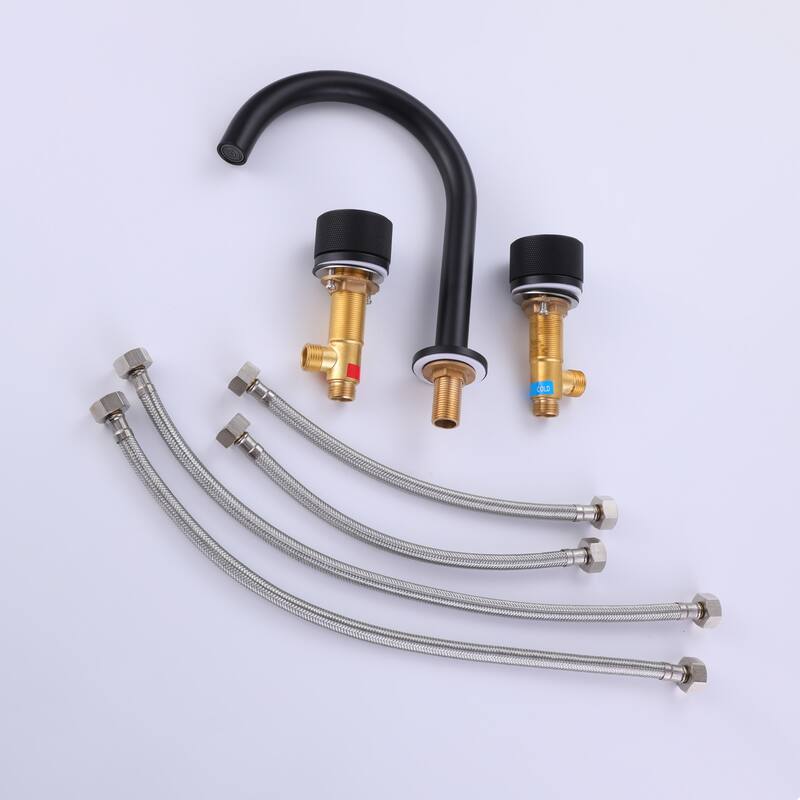 9.7"H Solid Brass Widespread Dual Knob Handles Bathroom Faucets