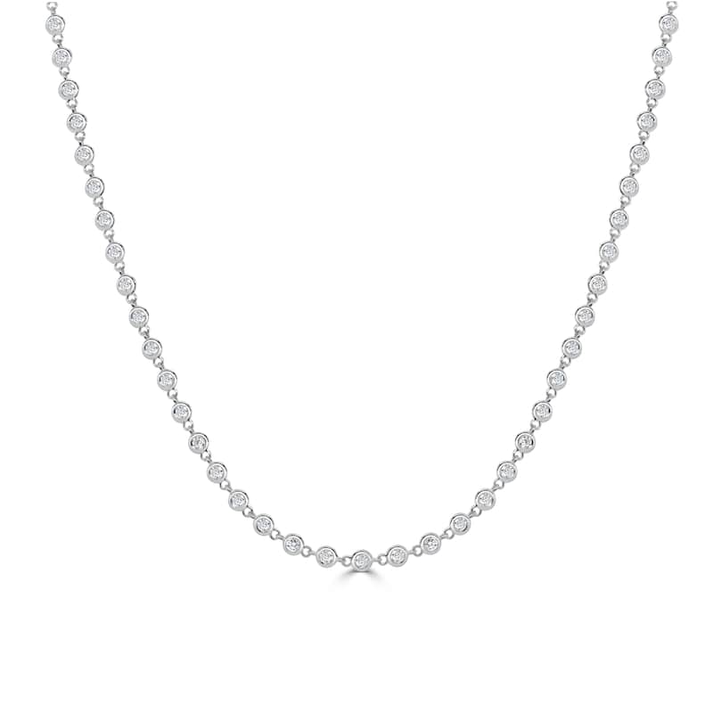 Joelle Collection Diamond Mini Bar Necklace 14K Gold 0.05ct - 17 Inch - White