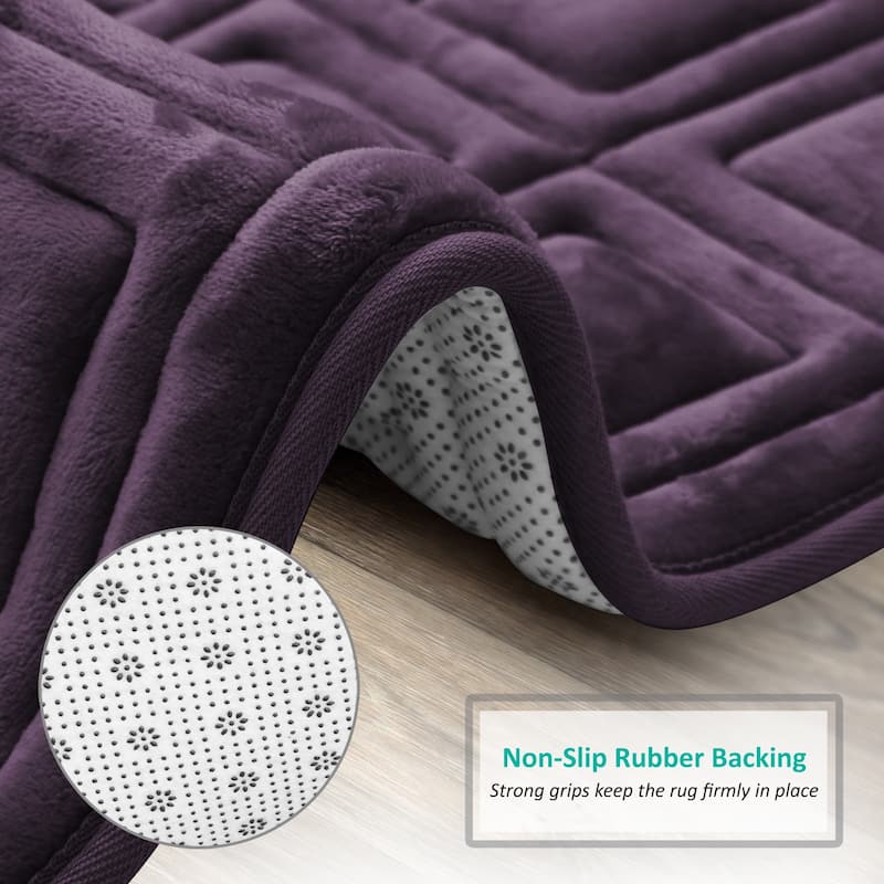 Clara Clark Ultra Soft Non Slip and Absorbent Bath Rug - Waffled Velvet Memory Foam Bath Mat