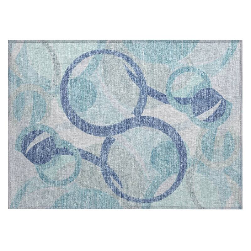 Machine Washable Indoor/Outdoor Contemporary Deco Chantille Rug