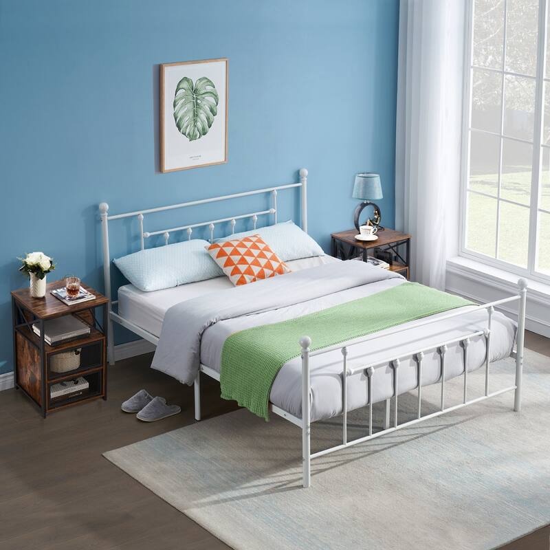 Taomika 3-pieces Bed Frame and Brown Nightstands Set -（Set of 3）