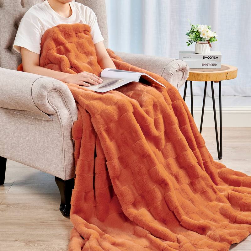 Home Soft Things Brick Textured FauxFur Throw Decorative Blankets