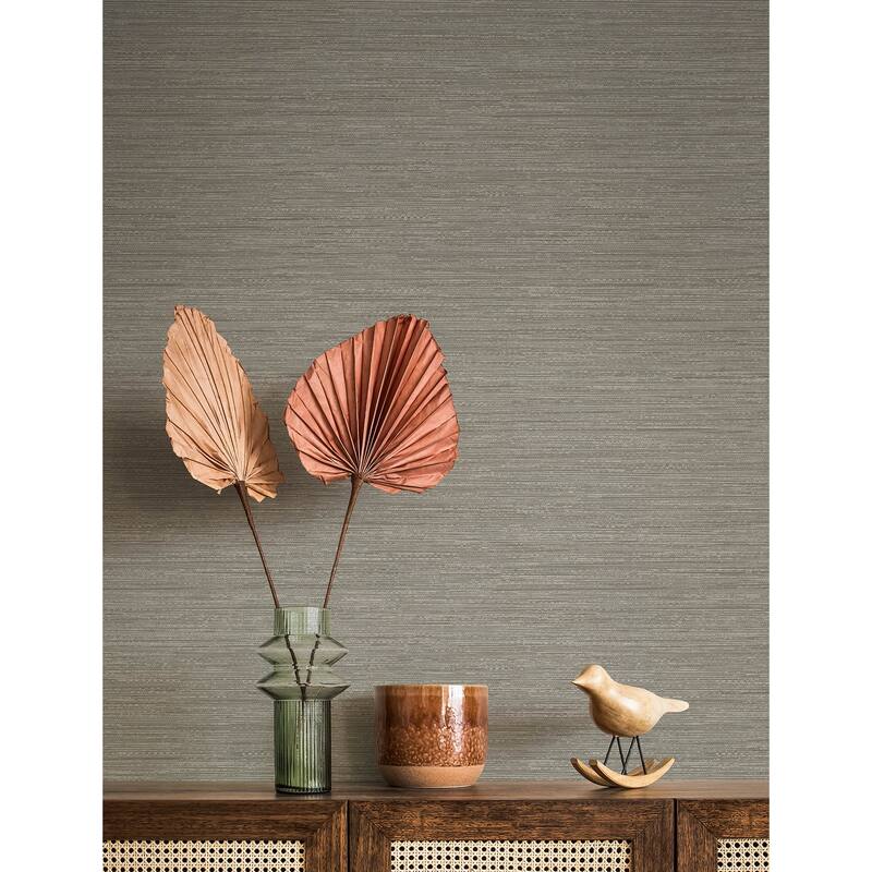 A-Street Prints Sheehan Grey Faux Grasscloth Wallpaper