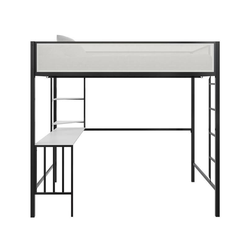 Novogratz Axel Metal Loft Bed with Desk and Shelves Bed Bath & Beyond