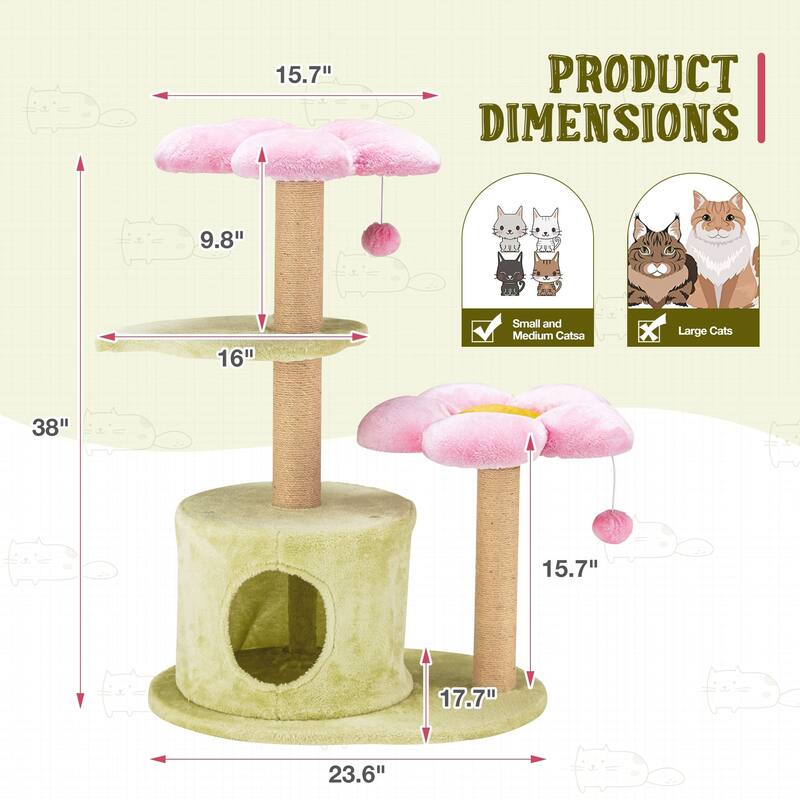 EROMMY Cat Tree – Multi-Level Cat Tower with Sisal Scratching Posts & Swing Ball, Modern Cat Furniture for Indoor Cats