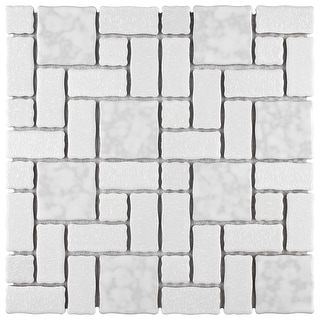 SomerTile White Porcelain Mosaic Floor Wall Tile