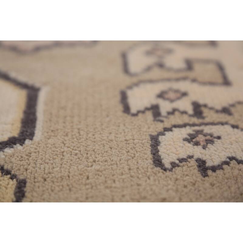 Brown Transitional Oushak Indian Area Rug Handmade Wool Carpet - 9'2"x 11'8"