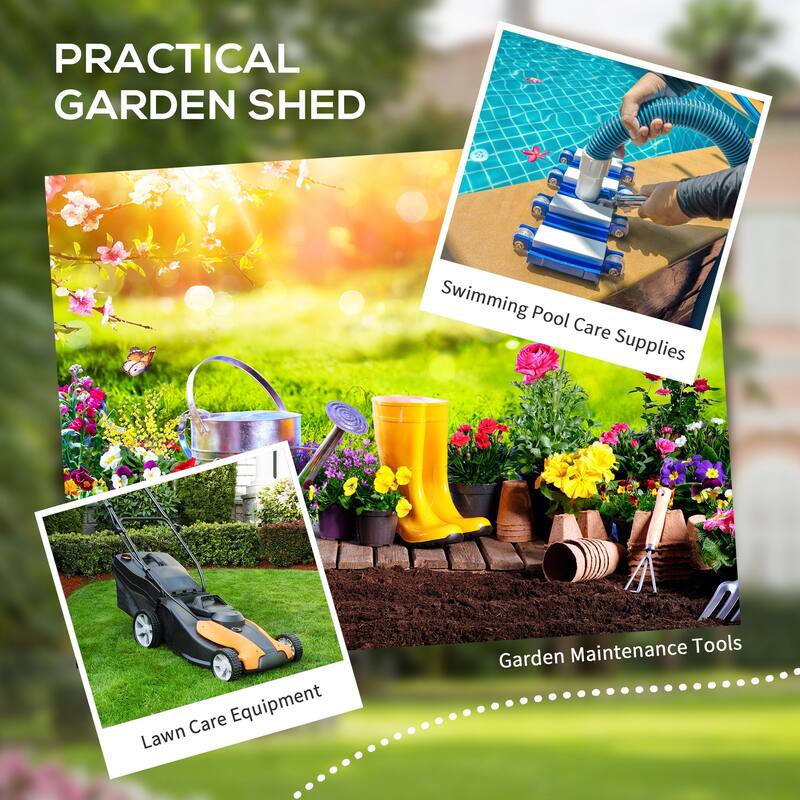 Outsunny 6' x 4' Metal Lean to Garden Shed, Outdoor Storage Shed, Garden Tool House with Double Sliding Doors, 2 Air Vents