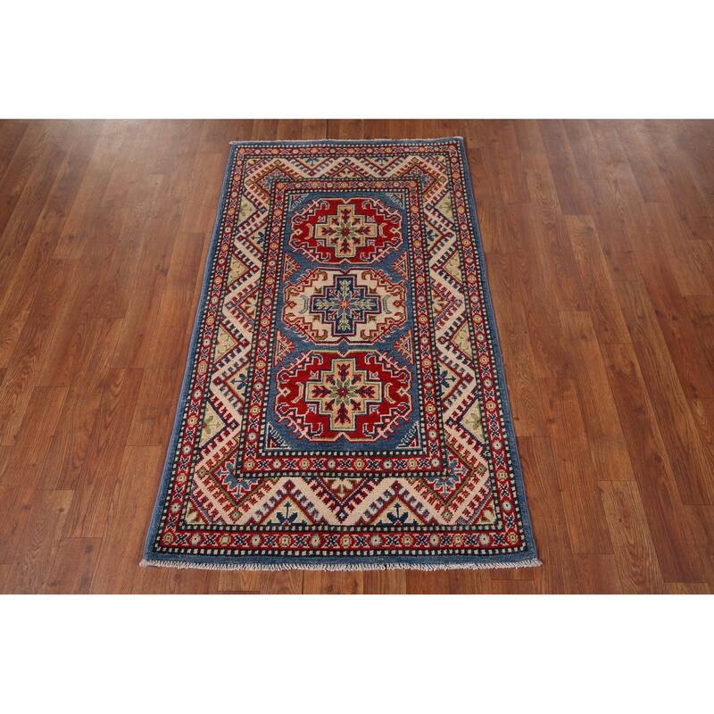 Blue Kazak Foyer Rug Handmade Wool Carpet - 2'6" x 4'4"