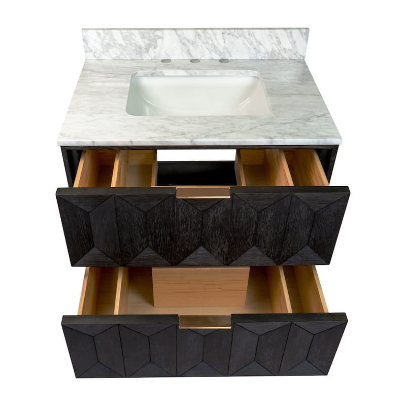 KitchenBathCollection Henley 30" Bathroom Vanity with Carrara Marble Top