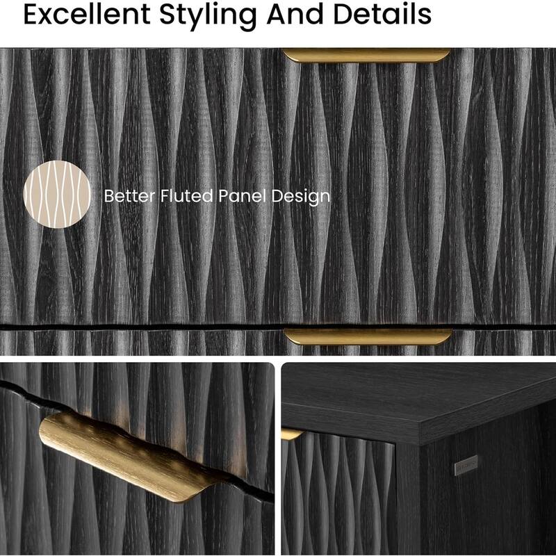Fluted Bedroom Dresser Drawers TV Stand Drawer Organizer