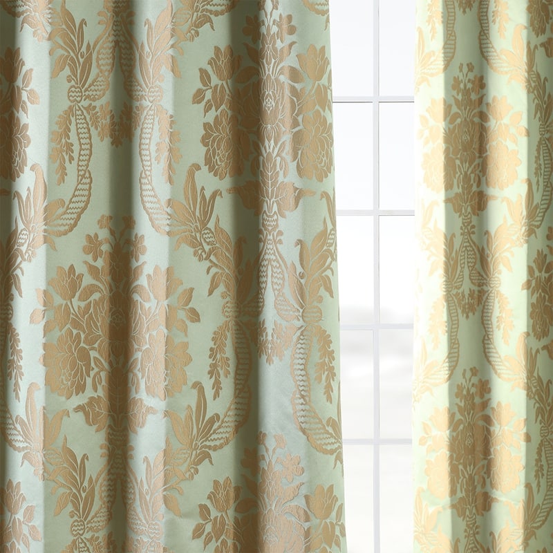 Exclusive Fabrics Magdelena Damask Faux Silk Jacquard Curtains - Single Panel Drapes (1 Panel)