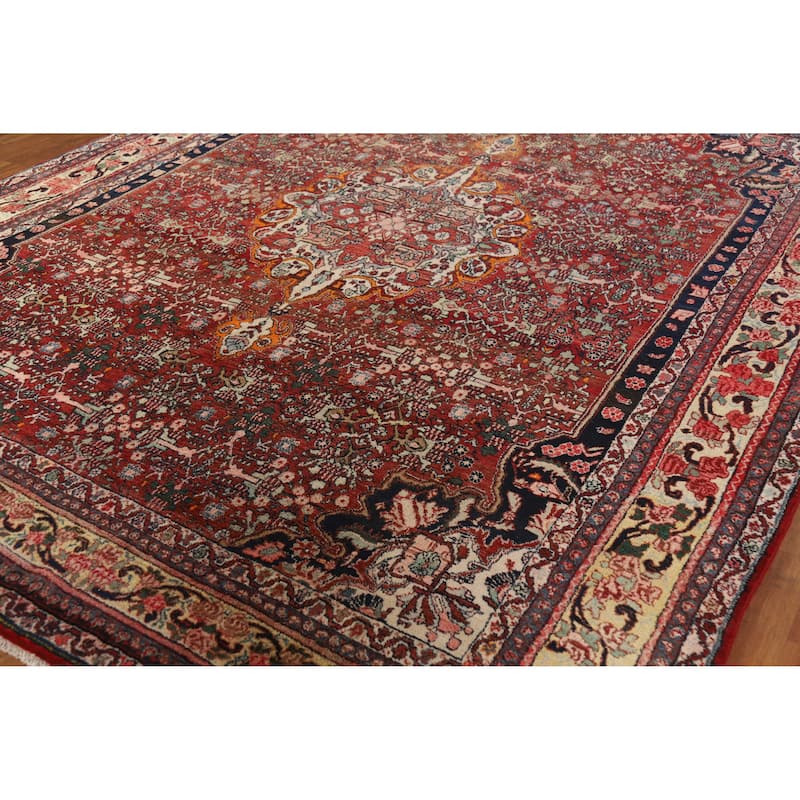 Vegetable Dye Bidjar Persian Rug Hand-Knotted Traditional Wool Carpet - 8'11" x 11'7"