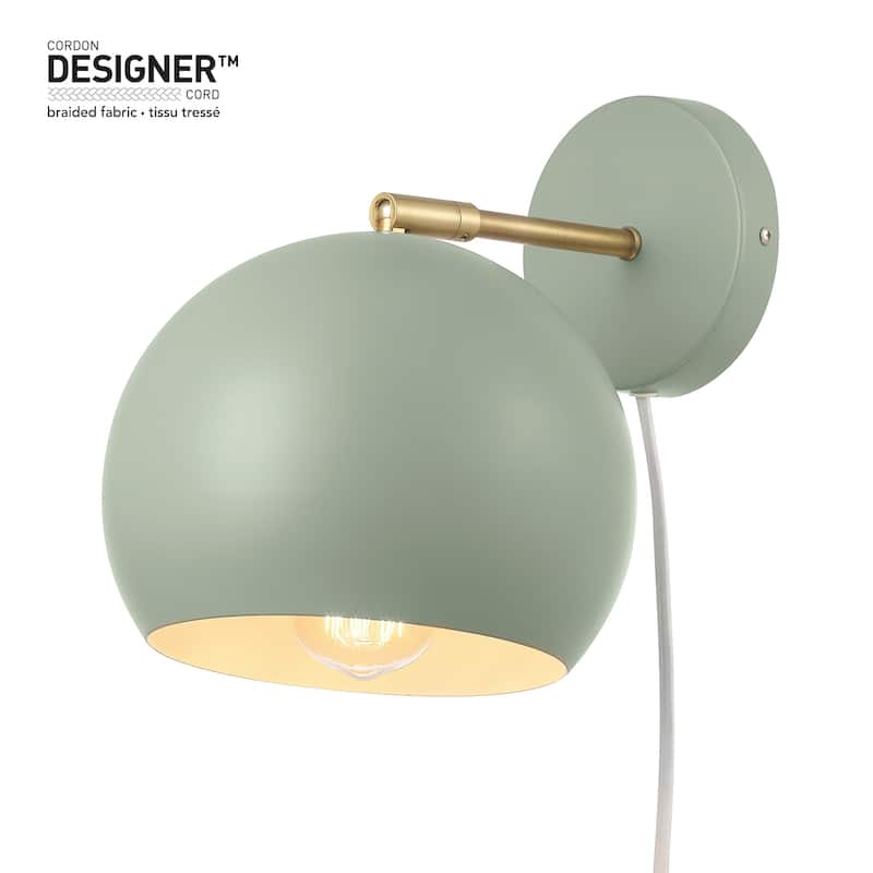 Novogratz x Globe Willow 1-Light Plug-in or Hardwire Sage Green Wall Sconce - one size