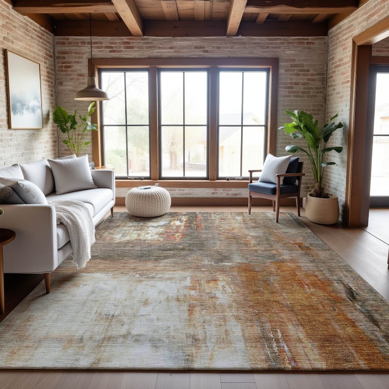 Premium Washable Super Soft Modern Watercolor Mayfield Rug - Copper - 8' x 10'