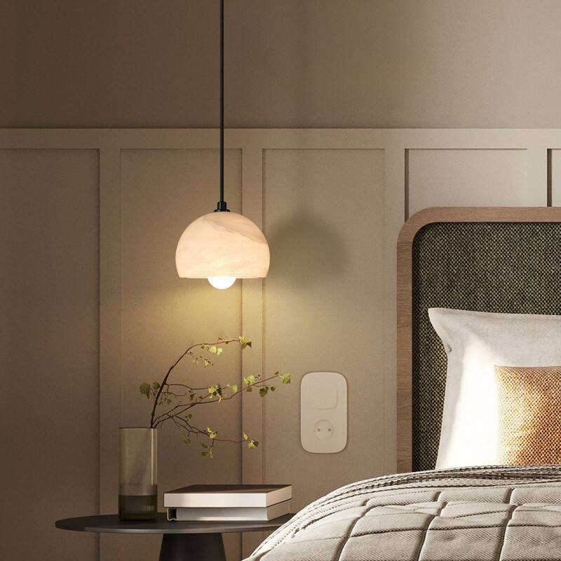 Alabaster Pendant Light for 7.9" Spanish Marble Shade Hanging Light Fixture