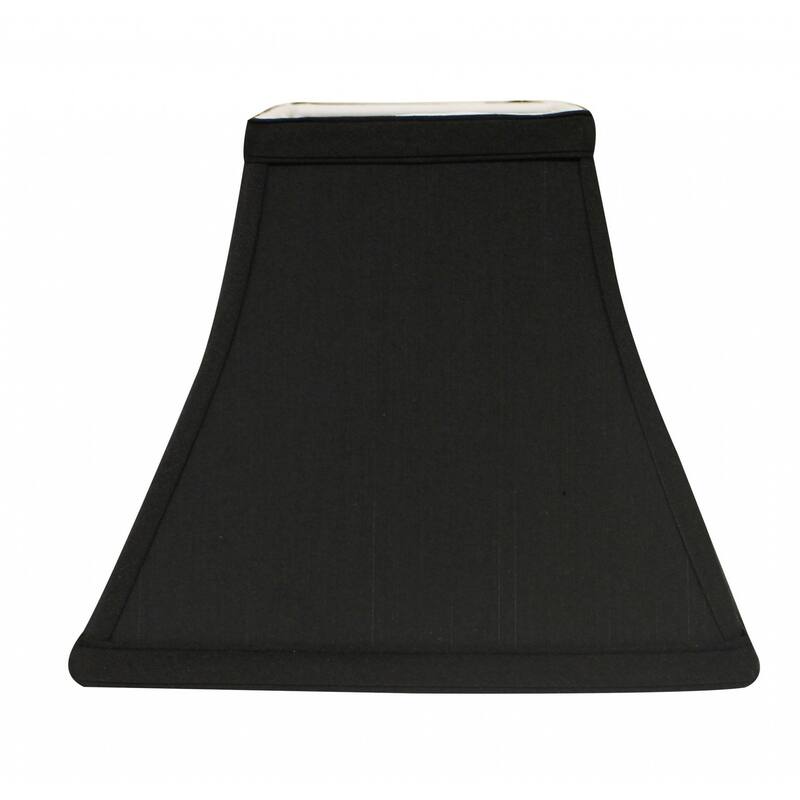 12" Black with White Lining Square Bell Shantung Lampshade - 12"x12"x10"