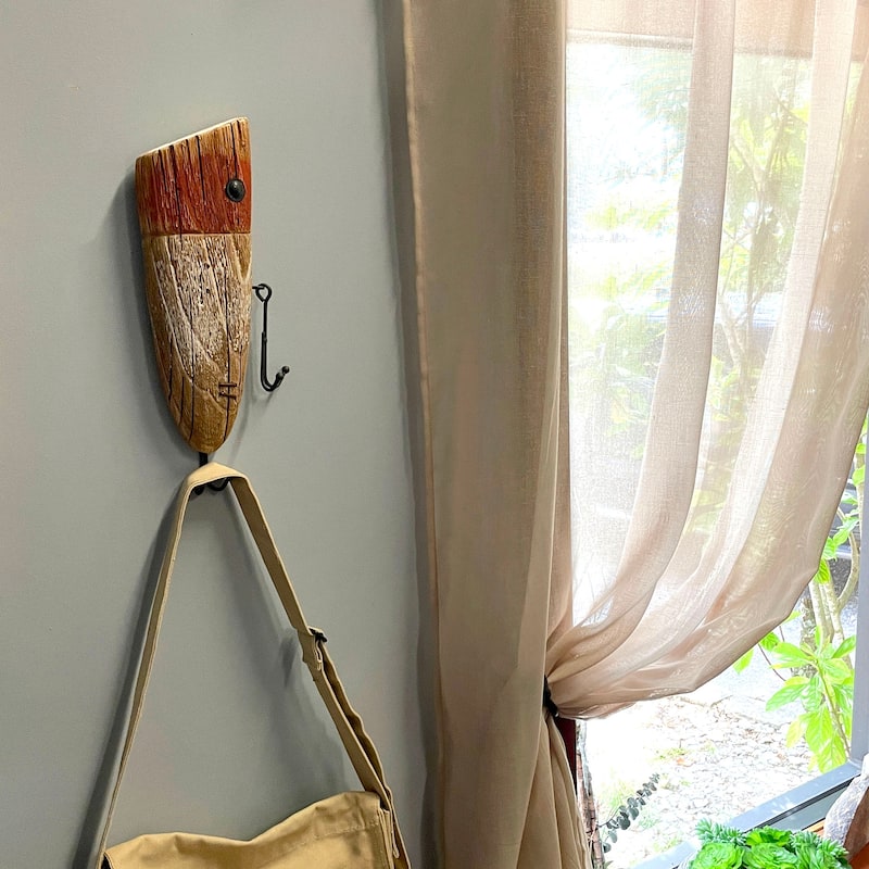 Rustic Wooden Fishing Lure Wall Hook 14In Coastal Nautical Decor - 14 X 4 X 1.75 inches