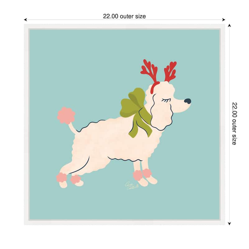 Kate and Laurel Framed Canvas Cute Christmas Poodle by Carrie Cantwell