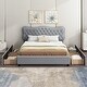 preview thumbnail 2 of 14, Queen Size PU Leather Upholstered Platform Bed with 4 Drawers