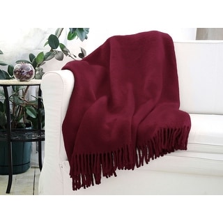 Peach Couture Home Collection Luxuriously Warm and Soft Cashmere Throw Blanket 50 x 60 in Maroon
