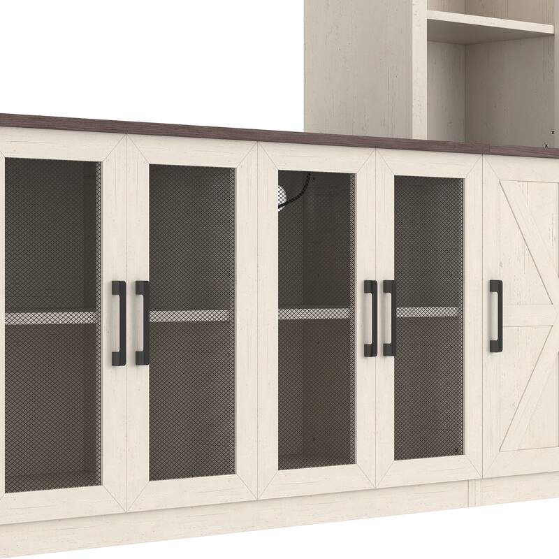 Wall Unit TV Stand with Charging Station, USB Port & Large Storage Cabinet, Modern Media Console