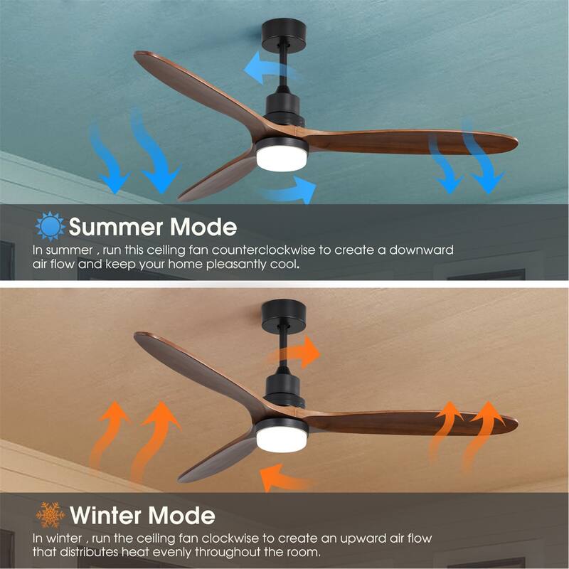 Large 60 Inch Ceiling Fan with Remote Control Farmhouse Wood Blade Ceiling Fans Indoor Outdoor